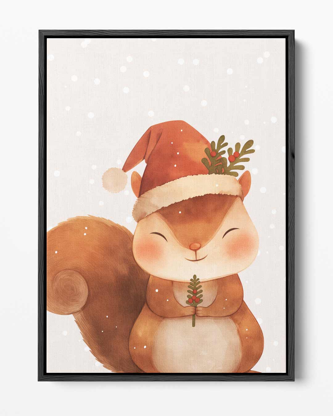 Vrolijk Eekhoorn Kerstkunstwerk – portret kunstwerk als wanddecoratie