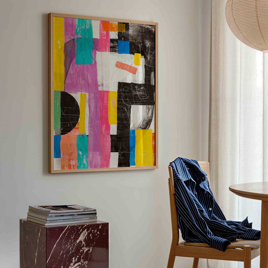 Abstracte vormen en kleuren – kleurrijke illustratie poster in staand formaat