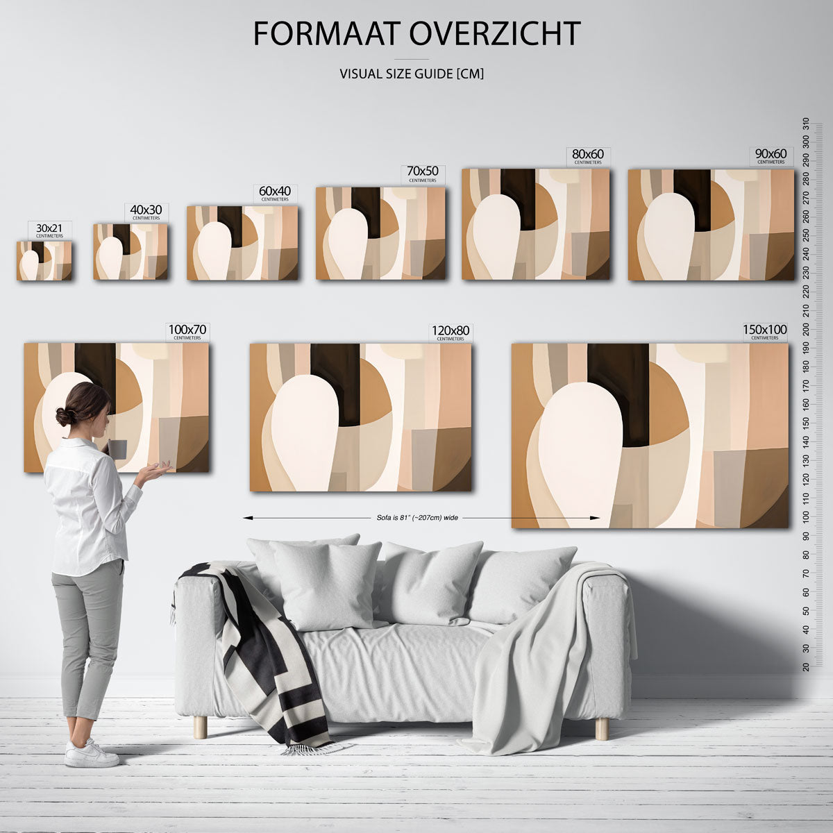Abstracte vormen – liggende muurposter met kleurrijke abstracte vormen