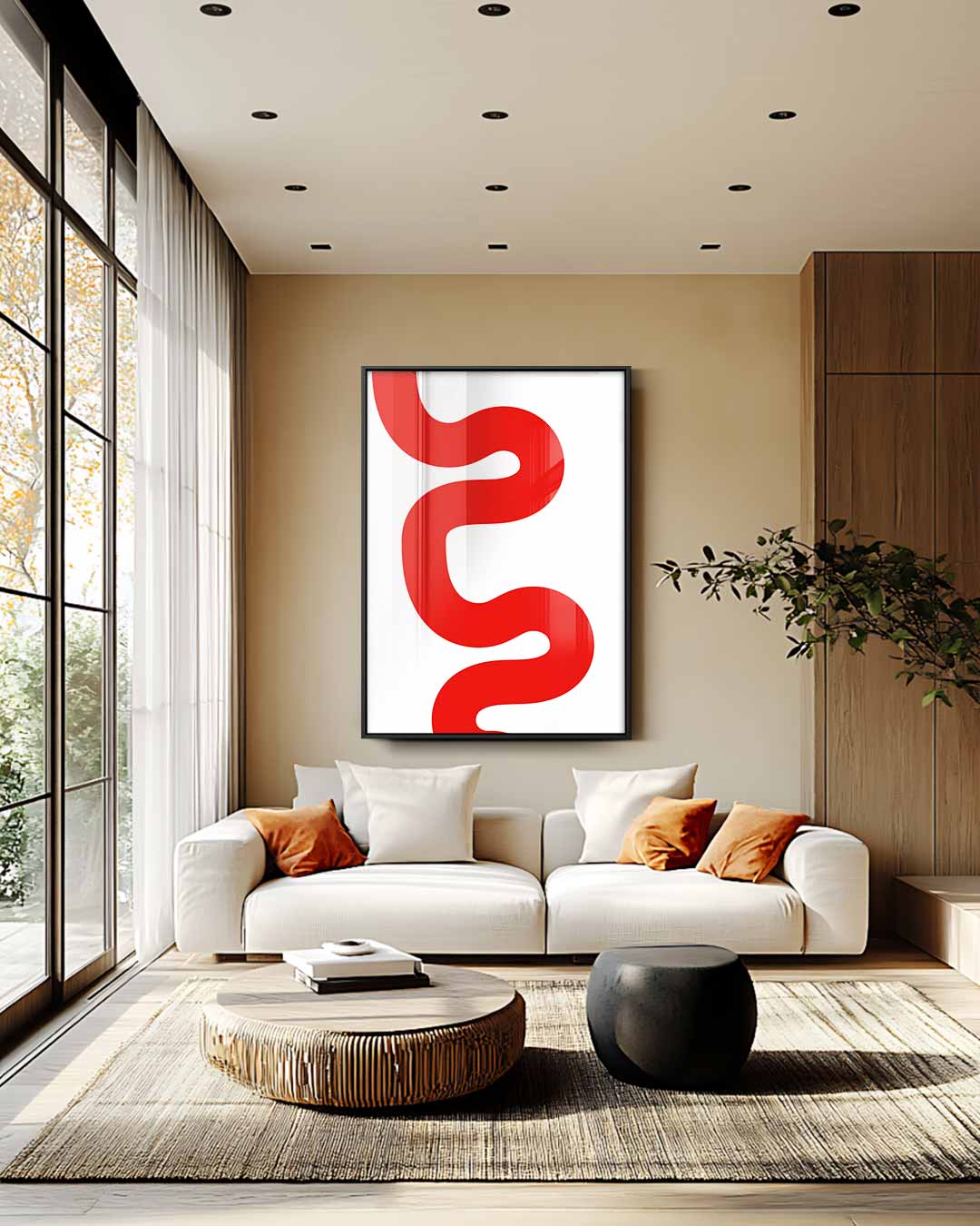 Speelse Rode Golf – staande wandkunst voor woonkamer of interieur