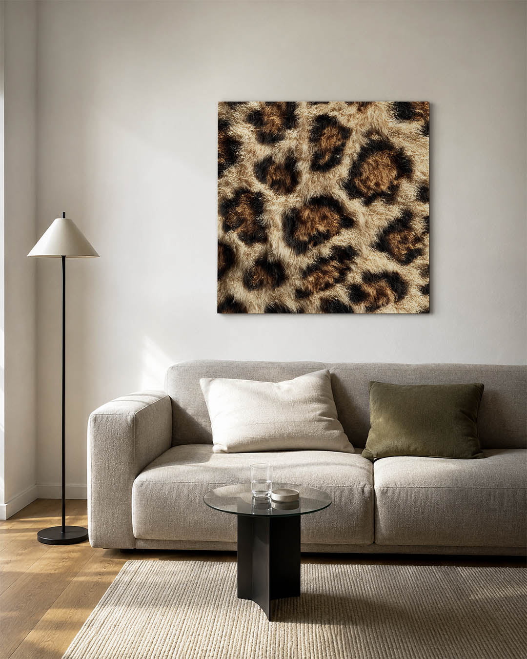 Dierlijke patronen kunstwerk – detailweergave – dit werk toont een levendig patroon van vlekken in natuurlijke tinten. De