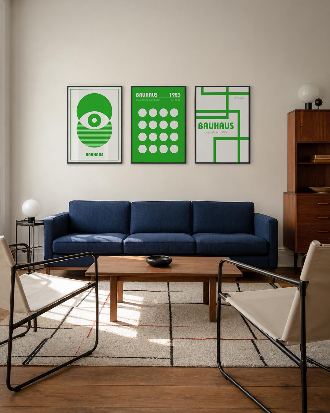 Groene cirkelcompositie posterset – derde productweergave – deze posterset in drie delen toont een speelse combinatie van