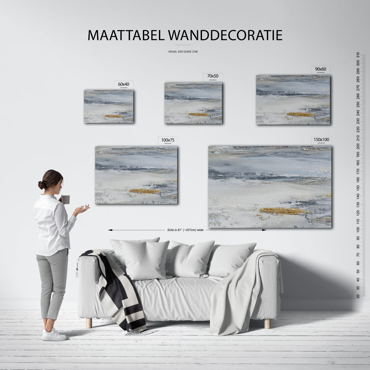 Gelaagde texturen – Gelaagde – moderne liggende wandkunst