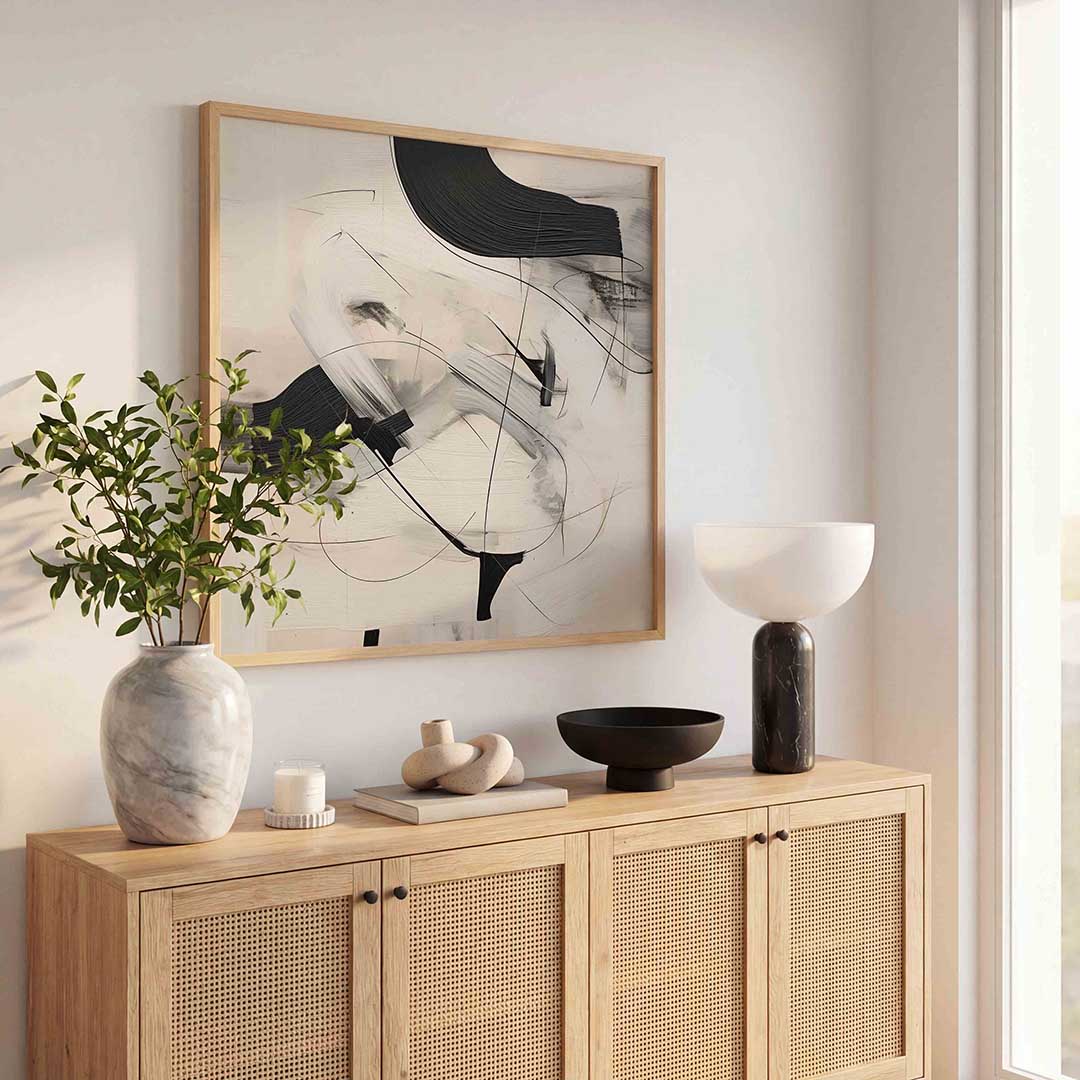 Abstracte lijnen – rustige abstracte wandkunst als vierkante poster