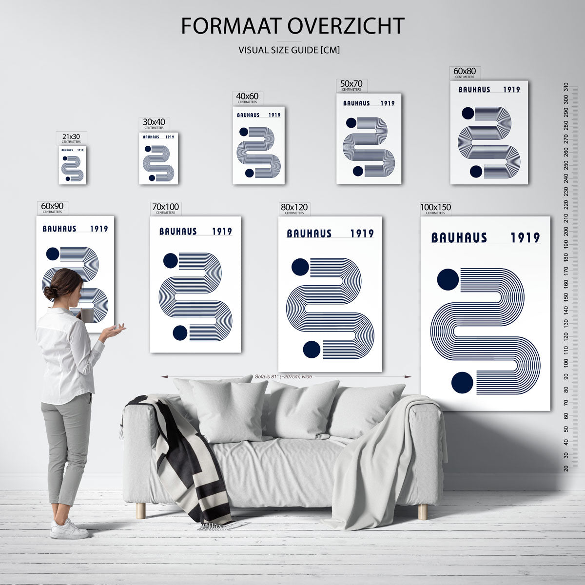 Lijnen en cirkel – geometrische poster in Bauhaus-stijl van WallArtistic