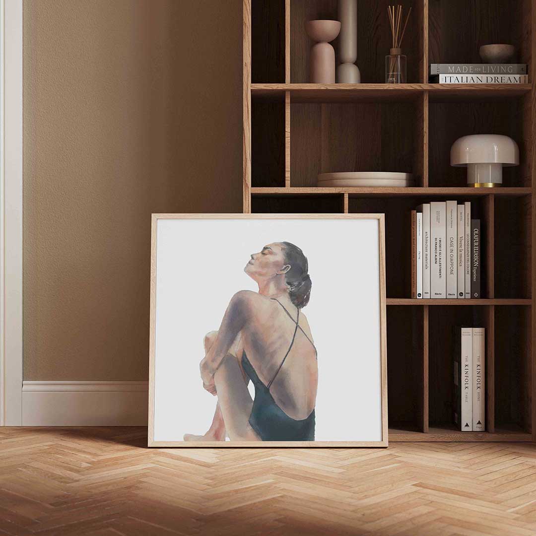 Zittende vrouw – portret poster in vierkant formaat
