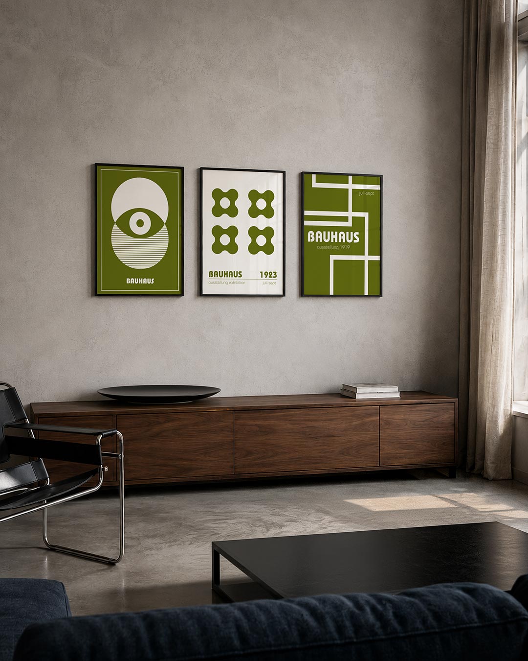 Cirkel en lijnen posterset – tweede productweergave – deze posterset in drie delen toont een spel van cirkels en lijnen. De
