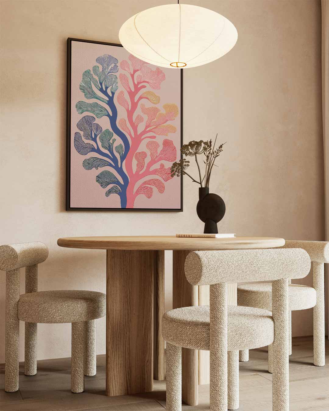 Kleurrijke Koraaldroom – staand kunstwerk voor modern interieur