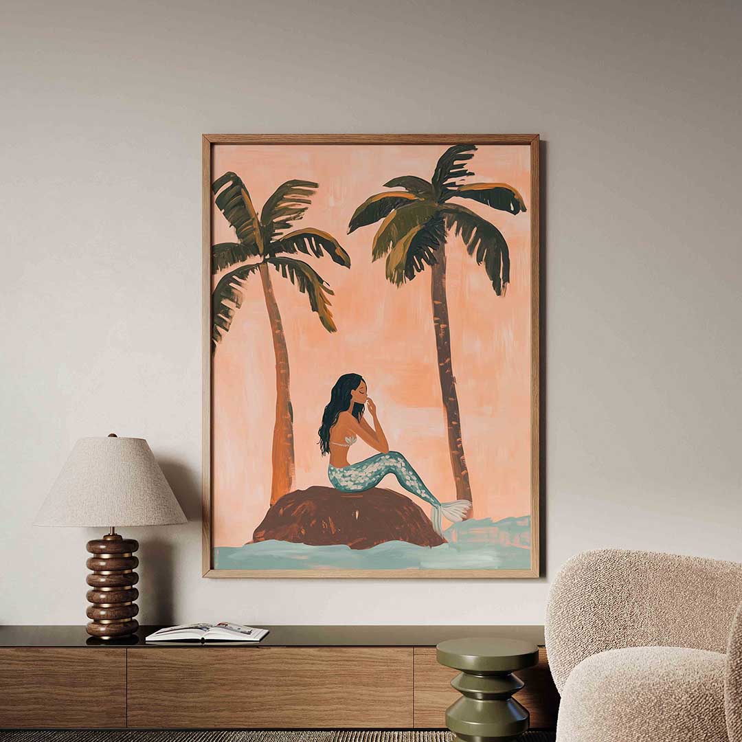 Zeemeermin en palmbomen – tropische jungle poster in staand formaat