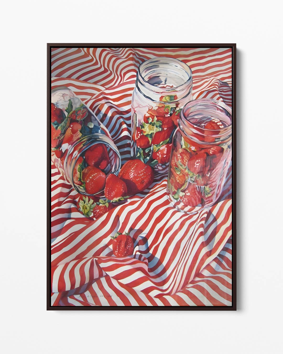 Zomerse Aardbeien in Potten – portret kunstwerk als wanddecoratie