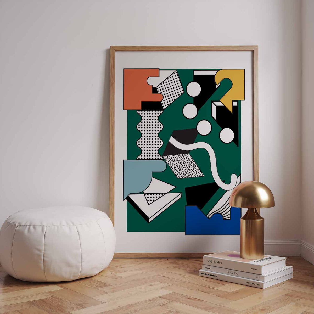 Retro Abstracte Geometrische – staande kleurrijke abstracte wanddecoratie van WallArtistic