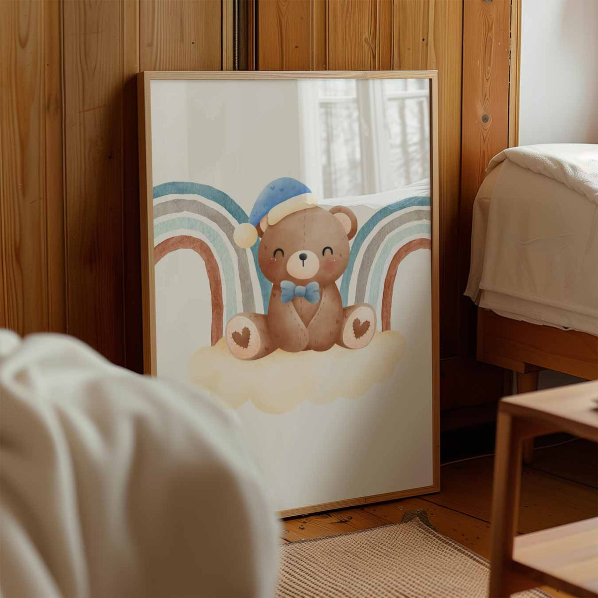 Beer met Regenboog – kinderposter in staand formaat