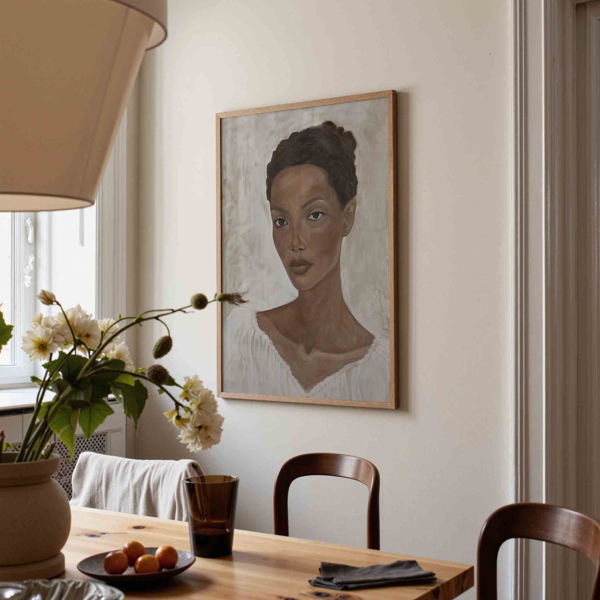 Portret van vrouw – eigentijdse illustratie poster in staand formaat