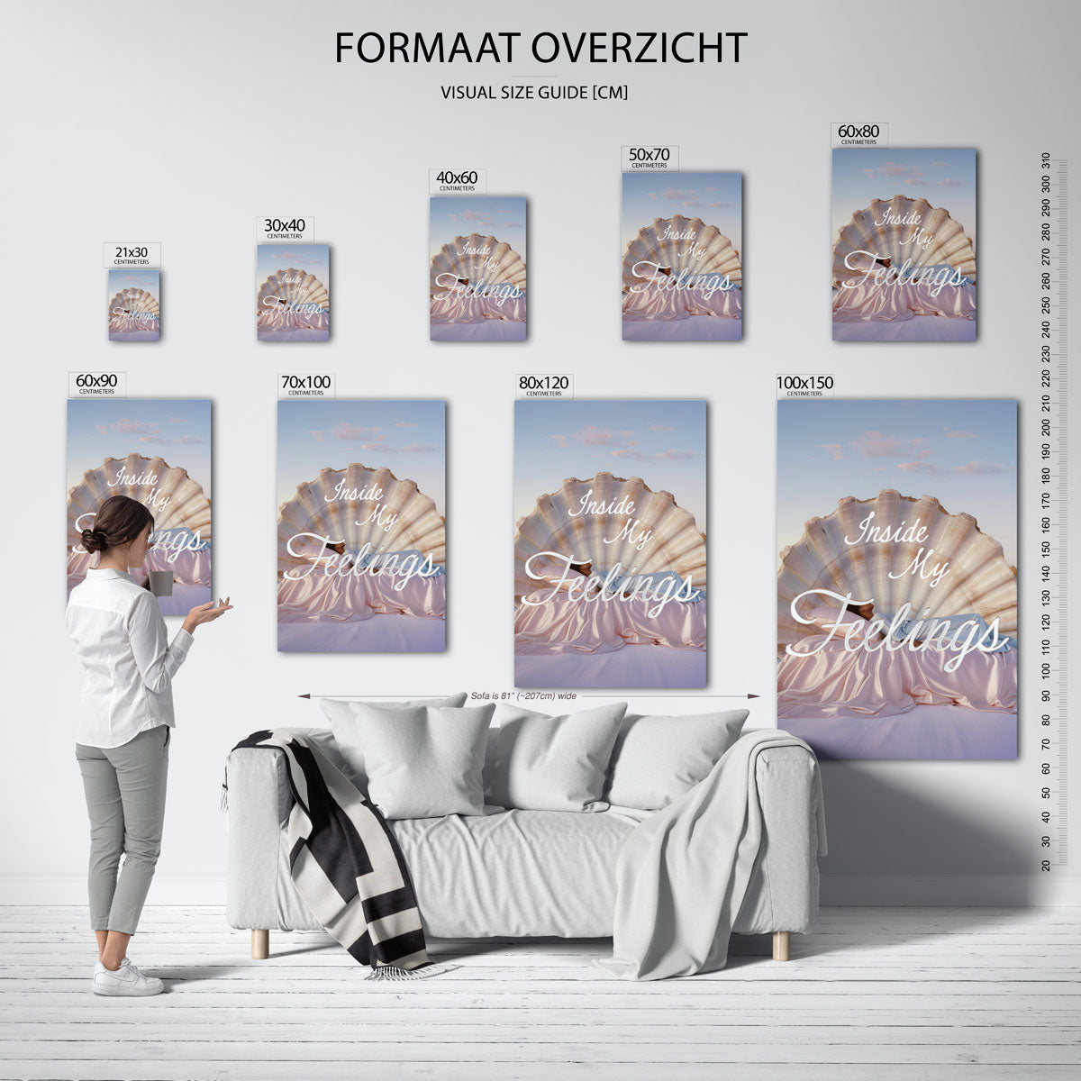 Schelp en bed – staande muurposter met kleurrijke abstracte vormen