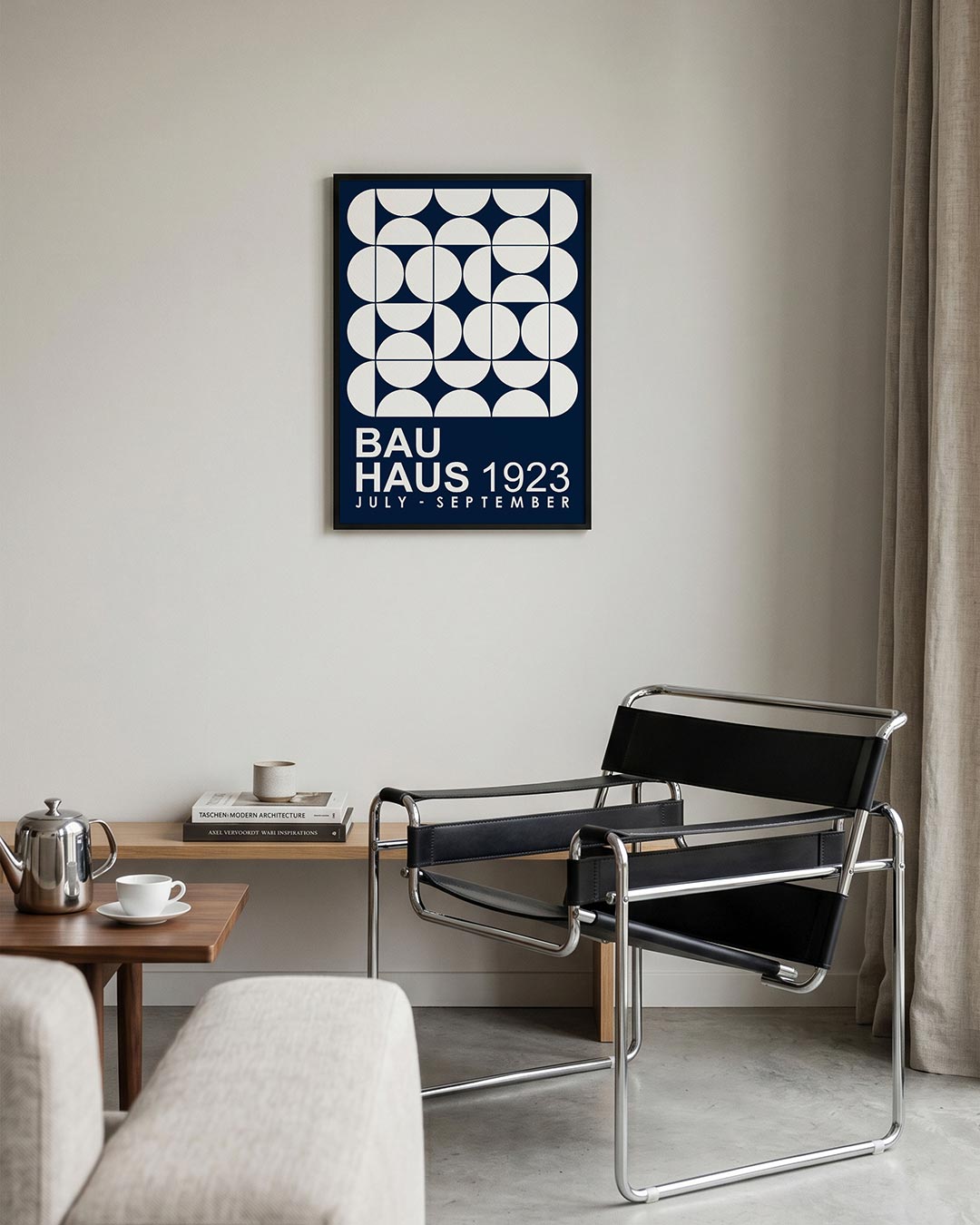 Cirkelvormen en vlakken – geometrische Bauhaus poster in staand formaat