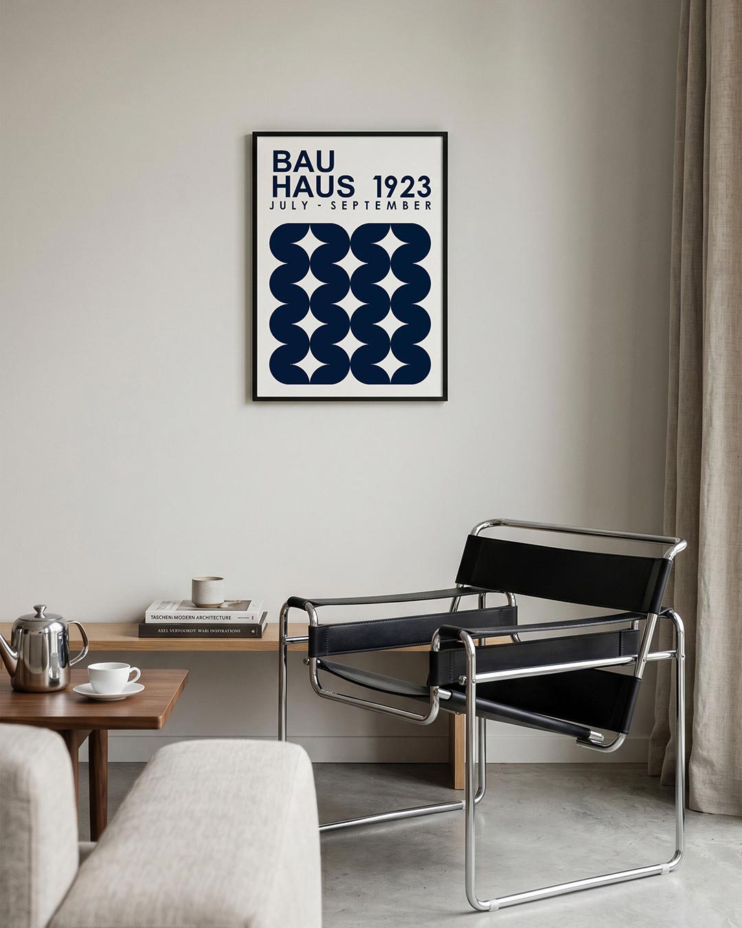 Vormritme en lijnen – geometrische Bauhaus poster in staand formaat