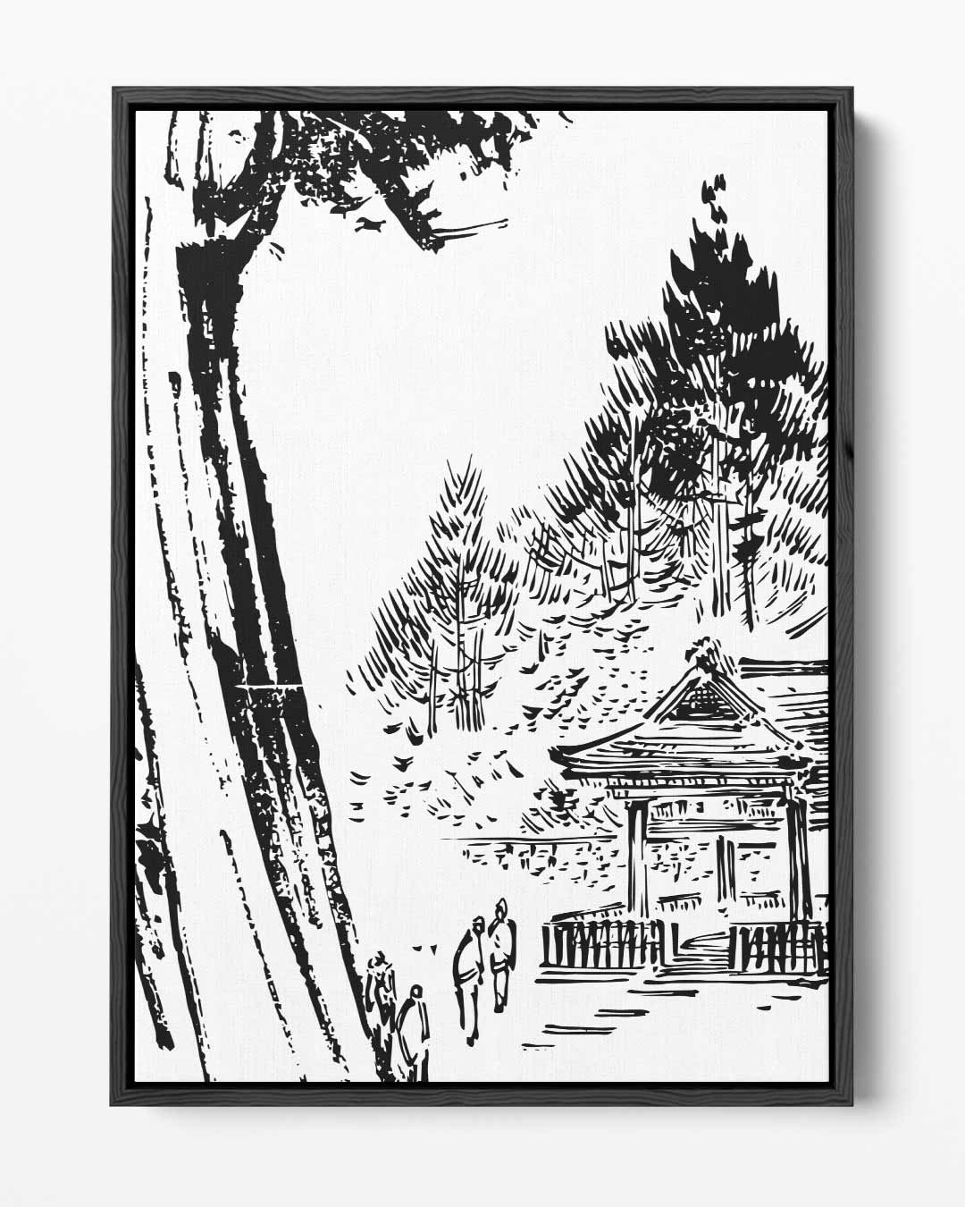 Zen Bos Tempel Illustratie – portret kunstwerk als wanddecoratie