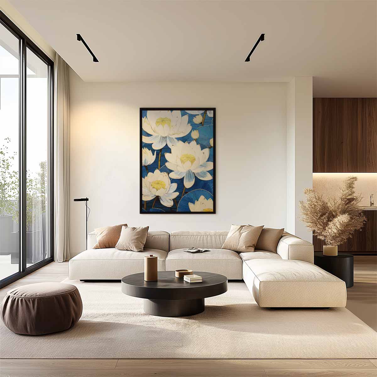 Droomachtige Waterlelies – staand kunstwerk voor modern interieur