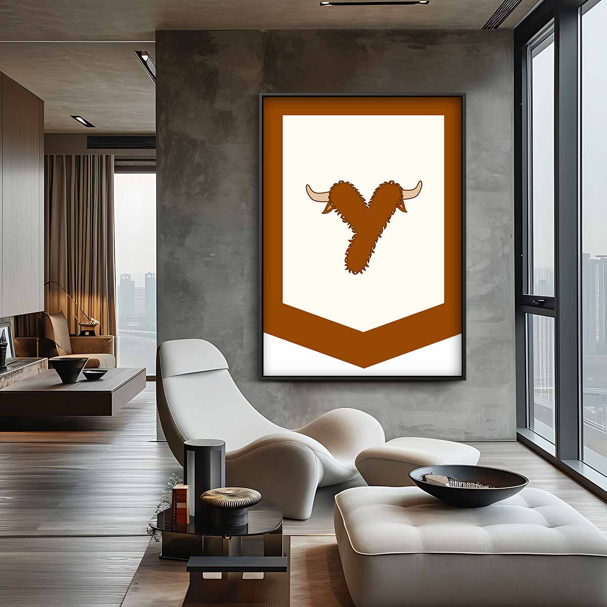 Speelse Stier Decoratie – canvas wanddecoratie in portret formaat