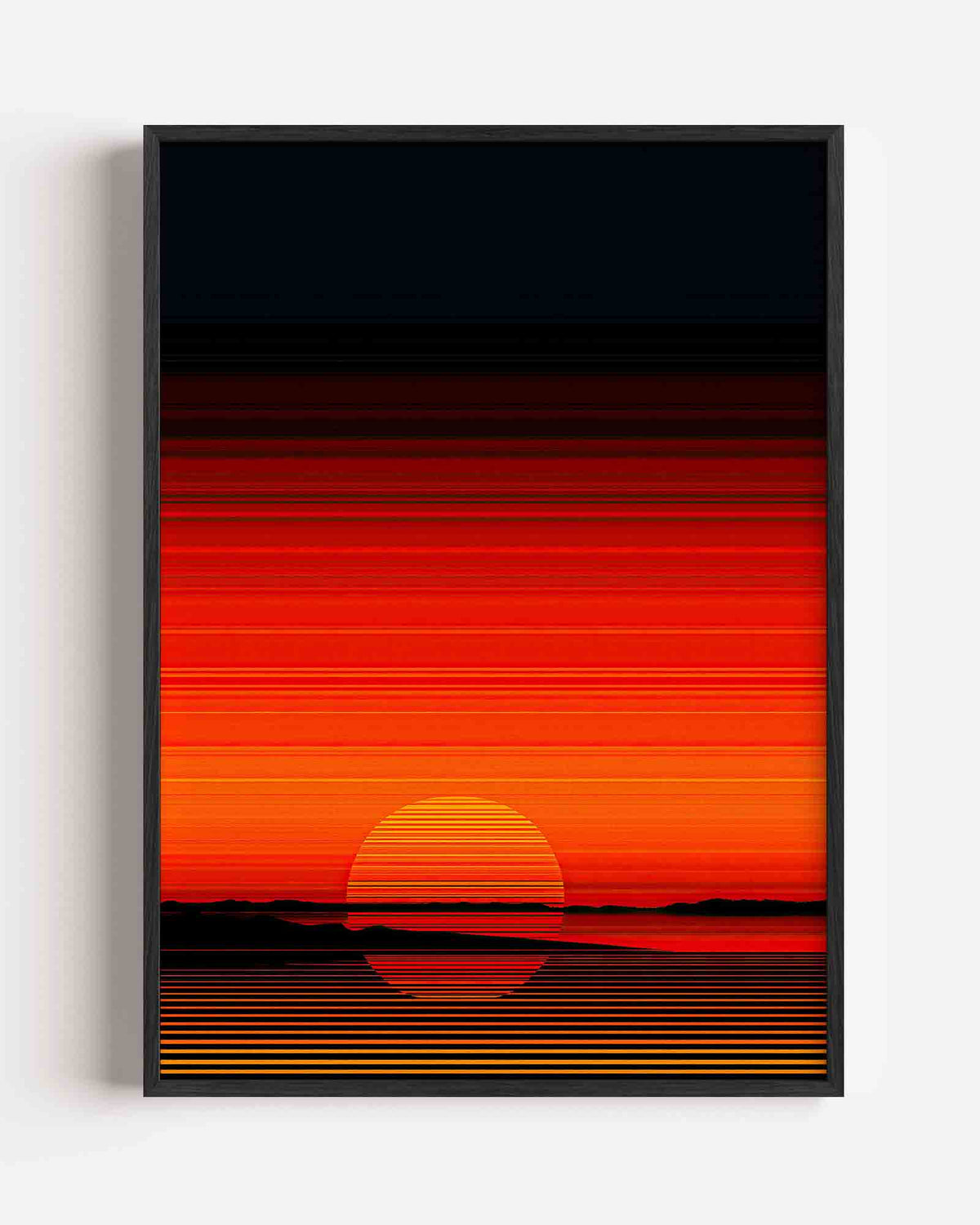 Zonsondergang met strepen – abstracte portret poster als wanddecoratie