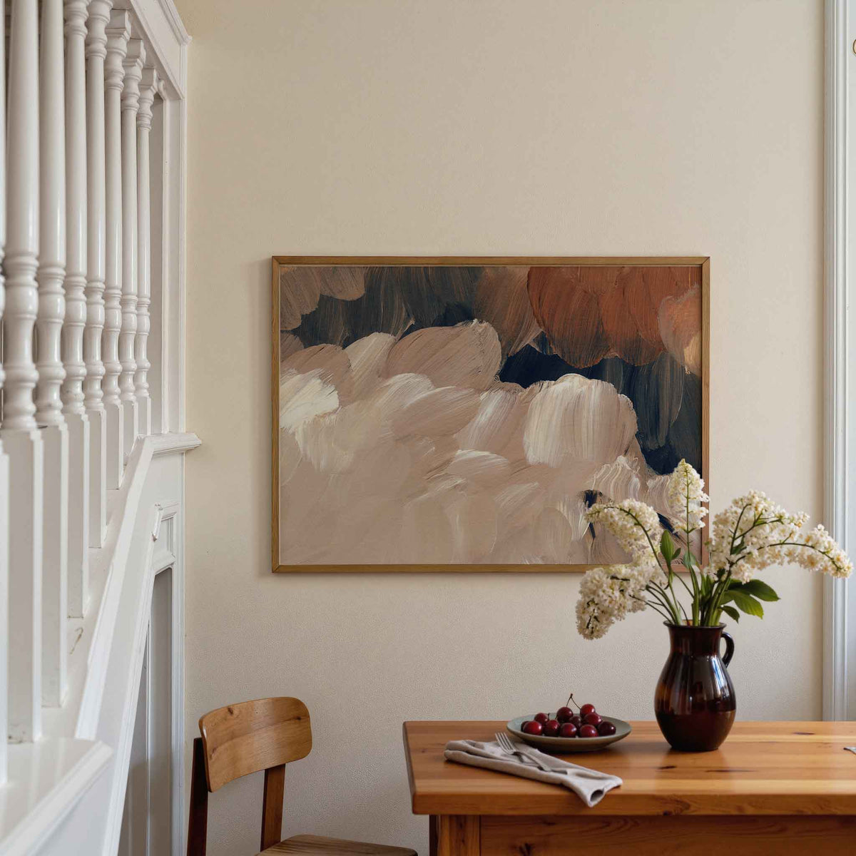 Abstracte penseelstreken – artistieke poster in liggend formaat