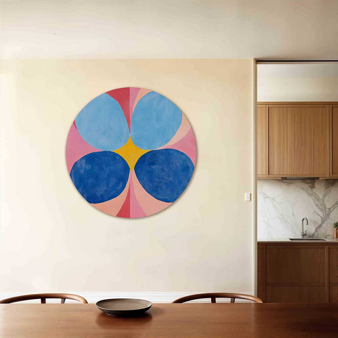 Vormen en kleuren – ronde wanddecoratie met abstract ontwerp
