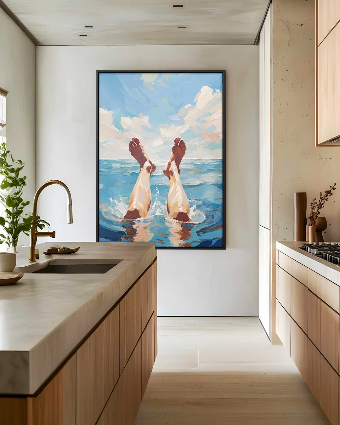 Eropuit in de Zee – canvas wanddecoratie in portret formaat