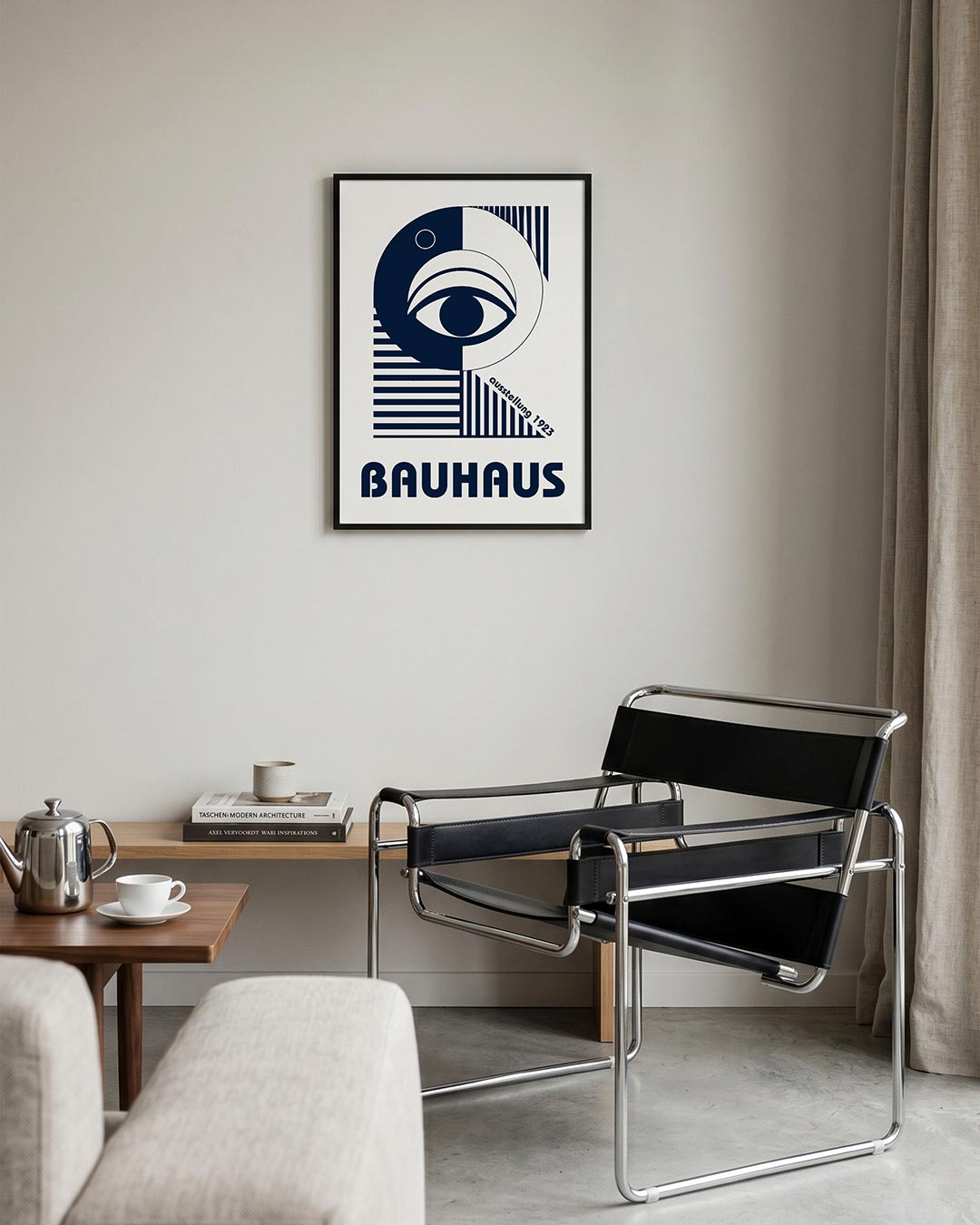 Oog en lijnen – geometrische Bauhaus poster in staand formaat