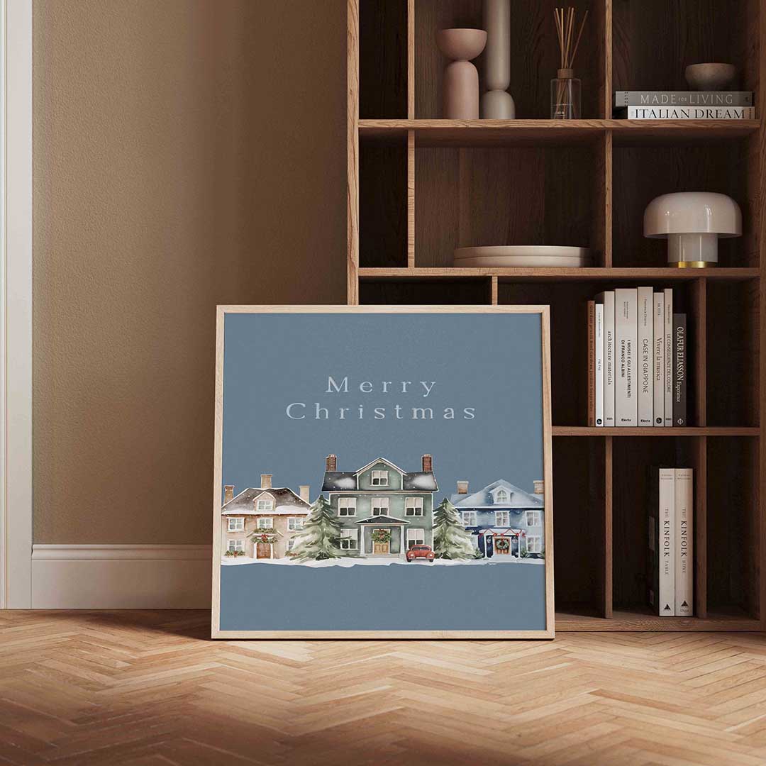 Kersthuizen – kerstposter in vierkant formaat