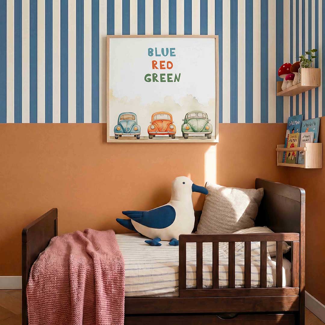 Gekleurde auto's – kids poster in vierkant formaat