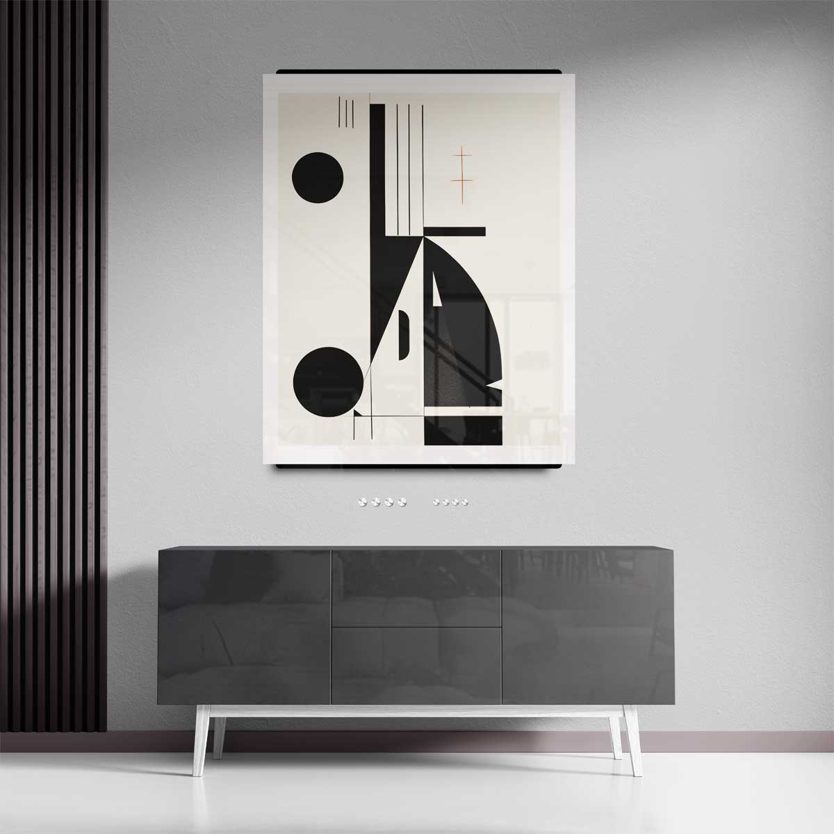Geometrische Harmonie in Zwart en Wit – portret wandkunst van WallArtistic