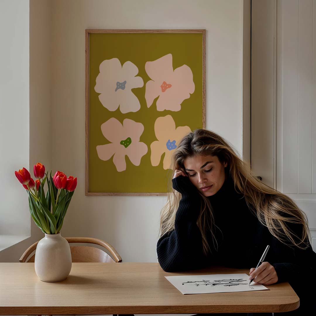 Bloemenpracht in Pastel – bloemen poster in staand formaat