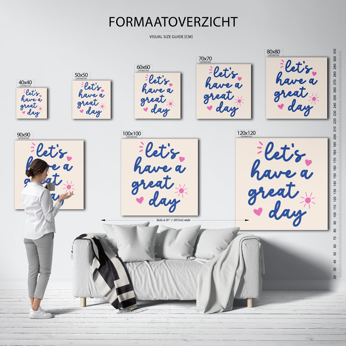 Let's have a great day – vierkante muurposter met kleurrijke vormen