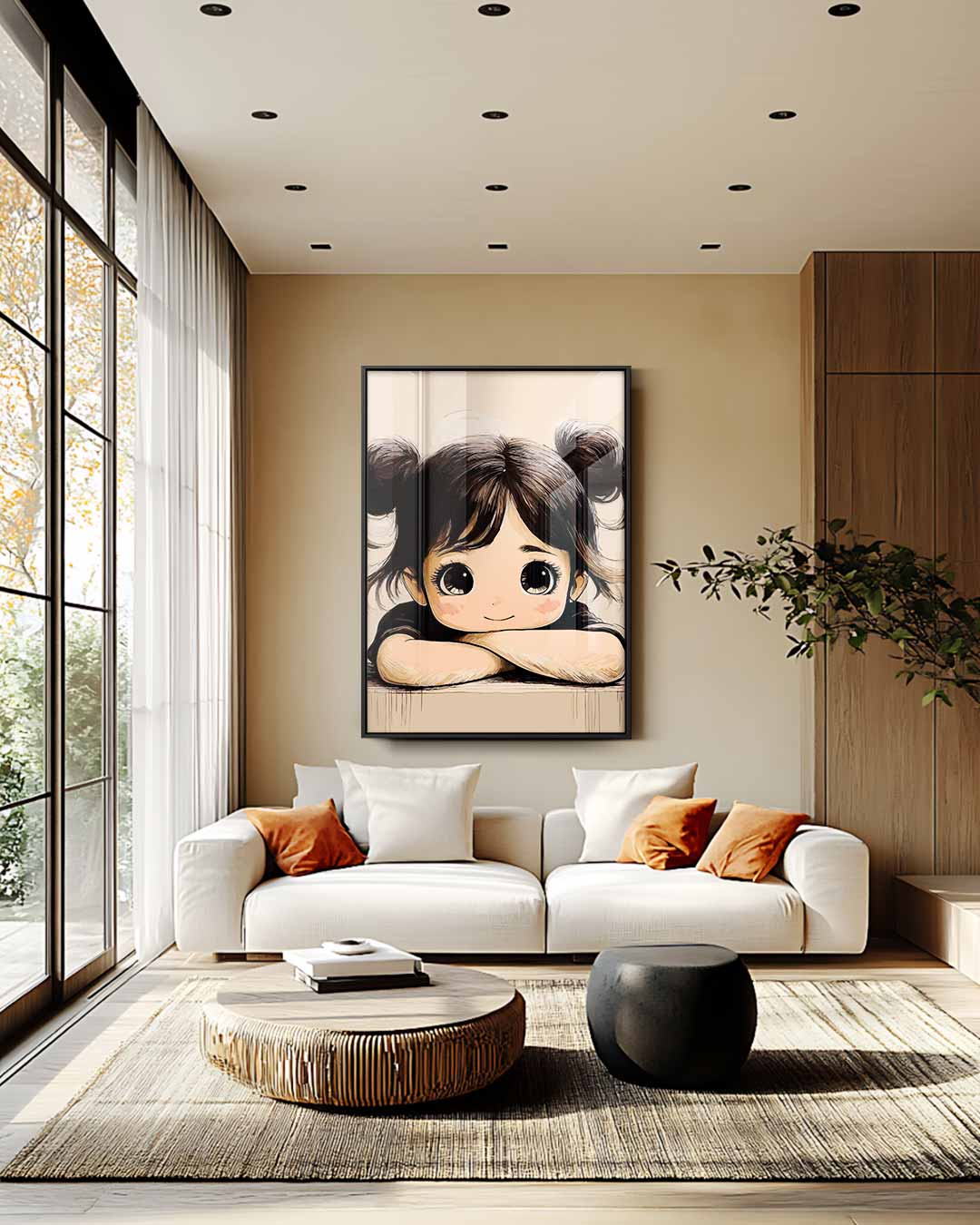 Lieve Meisje in Vintage Stijl – staand kunstwerk voor modern interieur
