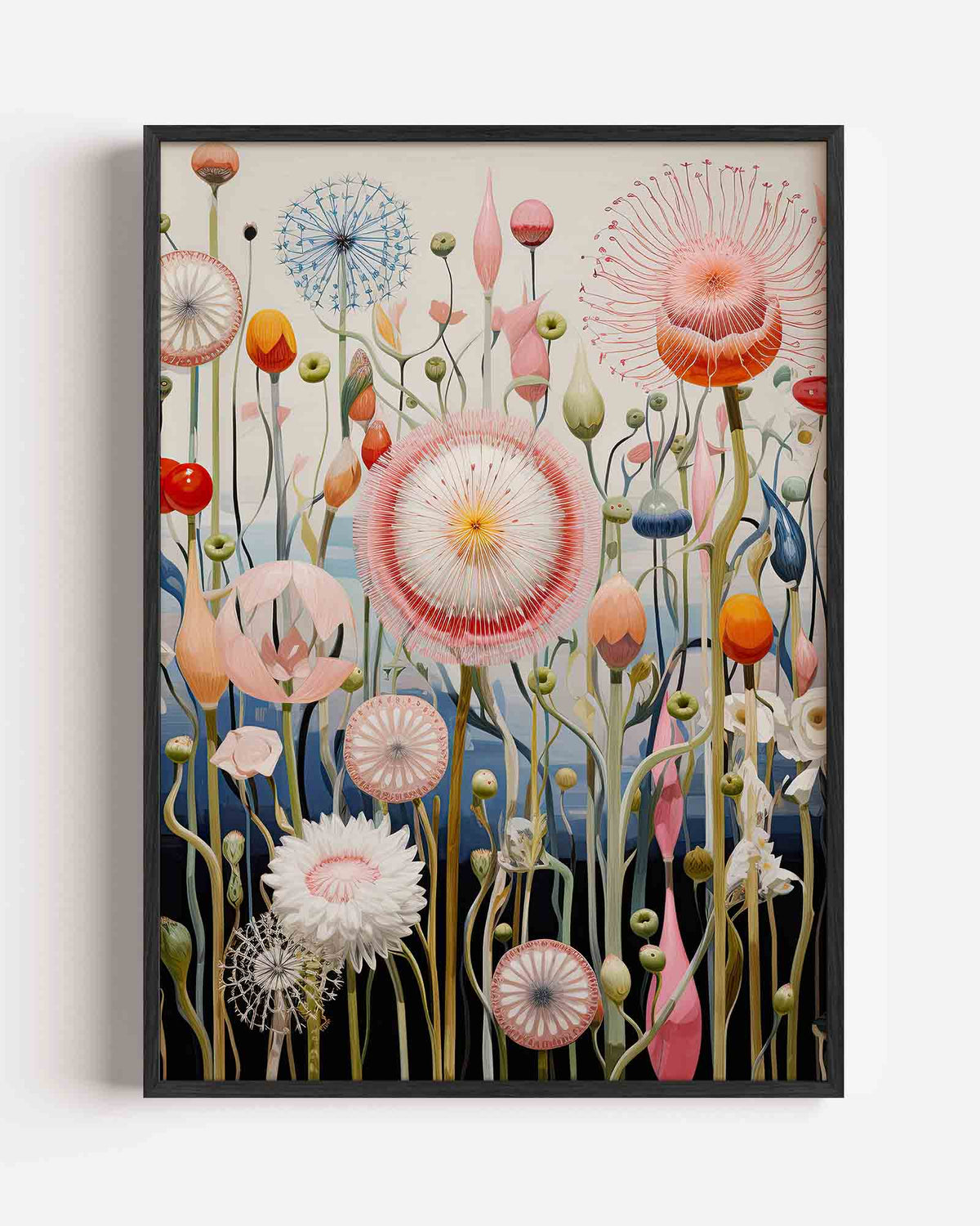 Bloemen en stengels – surrealistische portret poster als wanddecoratie