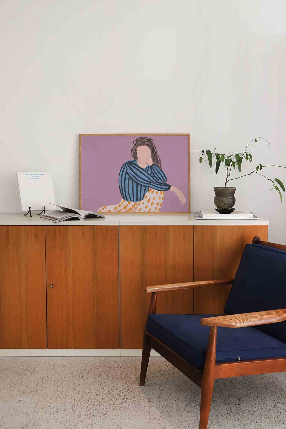 Gestreepte trui en stippen rok – moderne landscape wanddecoratie van WallArtistic