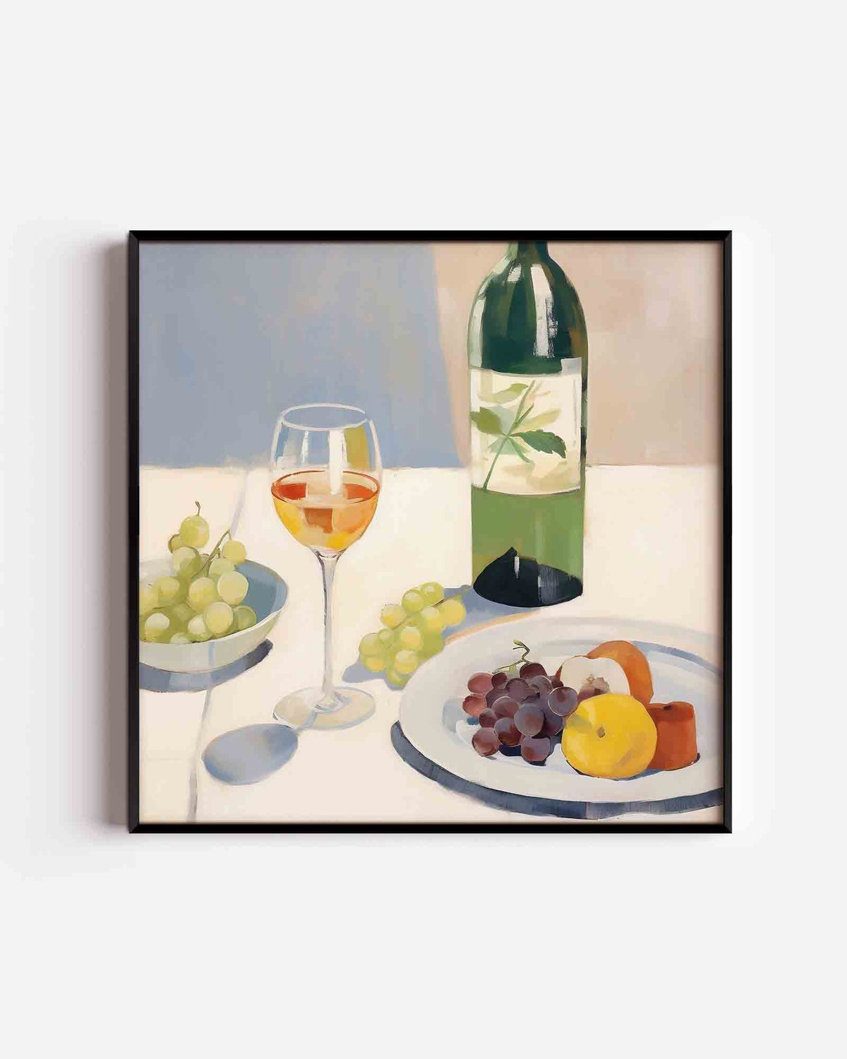 Stilleven met fruit en wijn – keuken vierkante poster als wanddecoratie