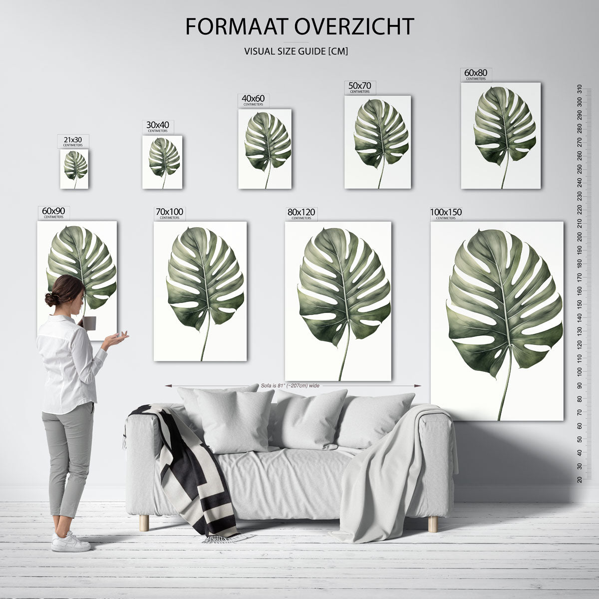 Monstera blad – staande muurposter met jungle thema