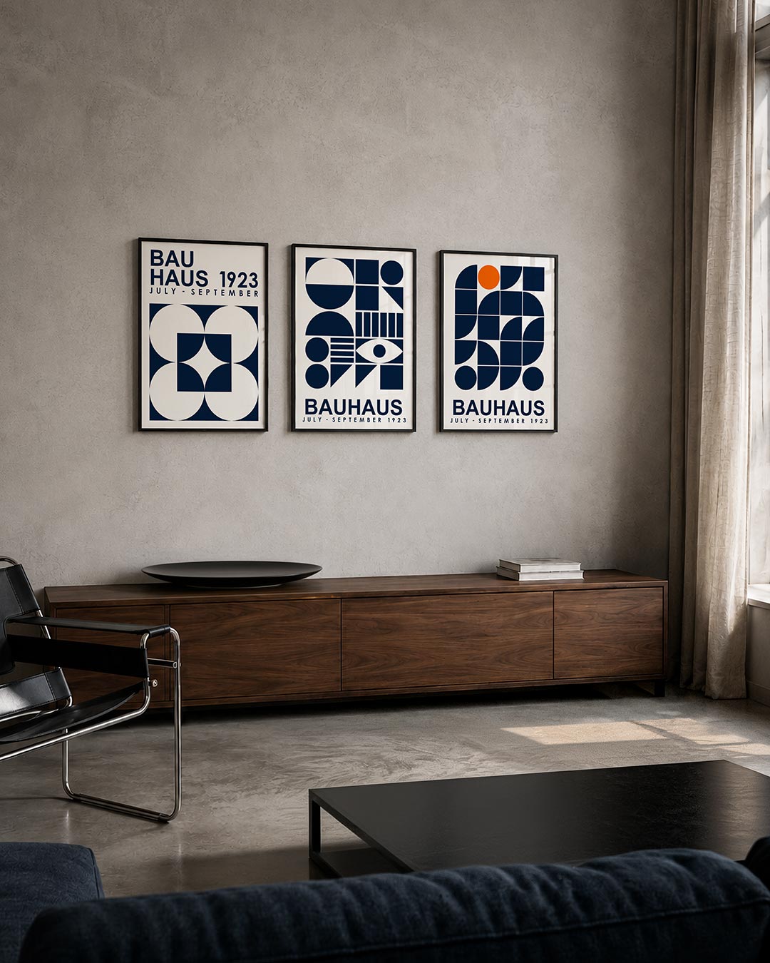 Vormen en vlakken posterset – tweede productweergave – deze posterset in drie delen toont een spel van cirkels en vierkanten
