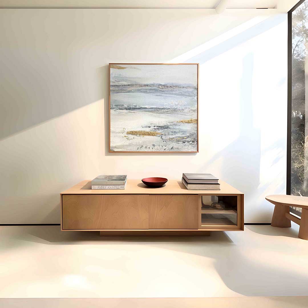 Abstracte landschapsweergave – vierkante abstracte wanddecoratie van WallArtistic