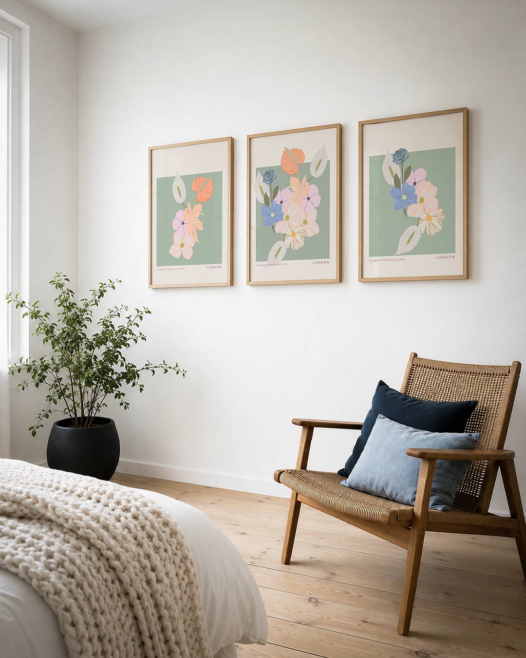 Bloemrijke eenvoud posterset – derde productweergave – deze posterset toont een zachte bloemcompositie met