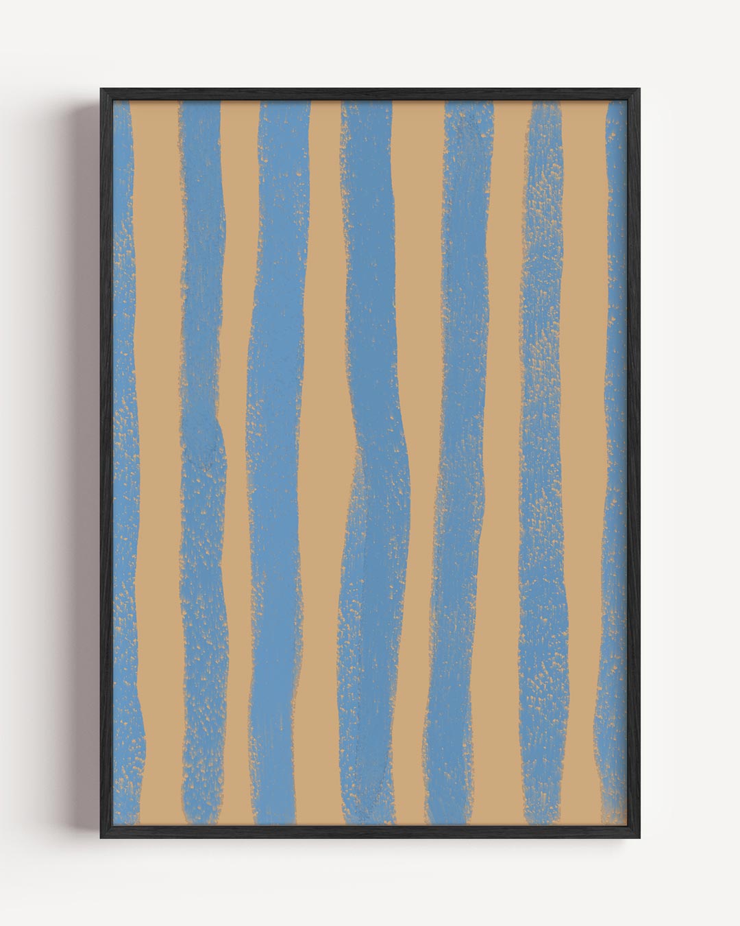 Rustgevende Blauw en Oranje Strepen – kleurrijke abstracte portret poster als wanddecoratie