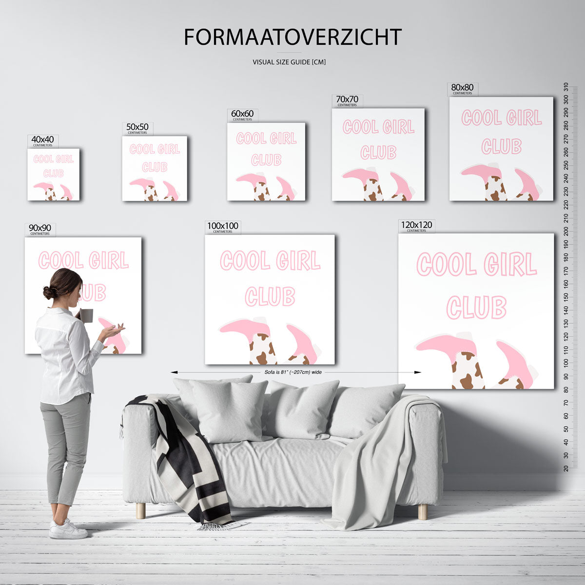 Cool girl club – kleurrijke vierkante muurposter in Pop Art stijl
