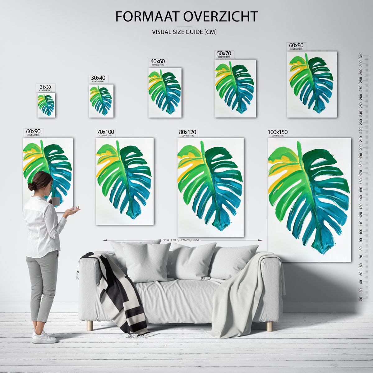 Gekleurde blad – staande muurposter met bloemen