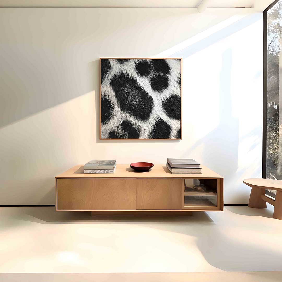Zwart witte vacht – vierkante jungle wanddecoratie van WallArtistic