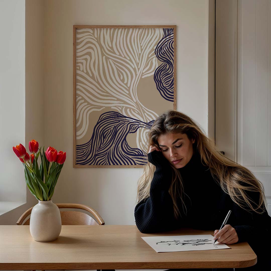 Dromerige Abstracte Zebra – staande muurposter met abstracte vormen