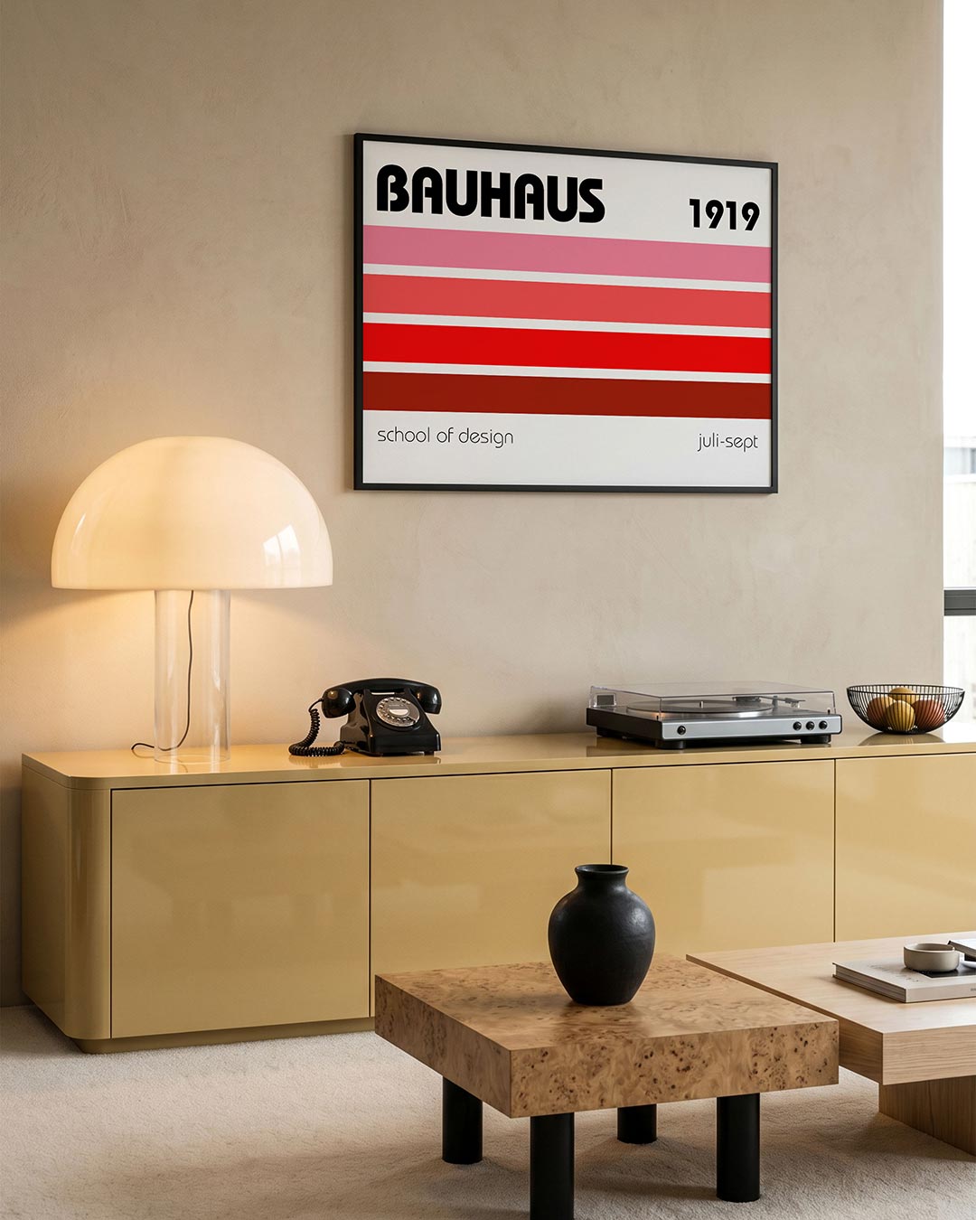 Kleurvlakken en tekst – moderne Bauhaus wandkunst als poster