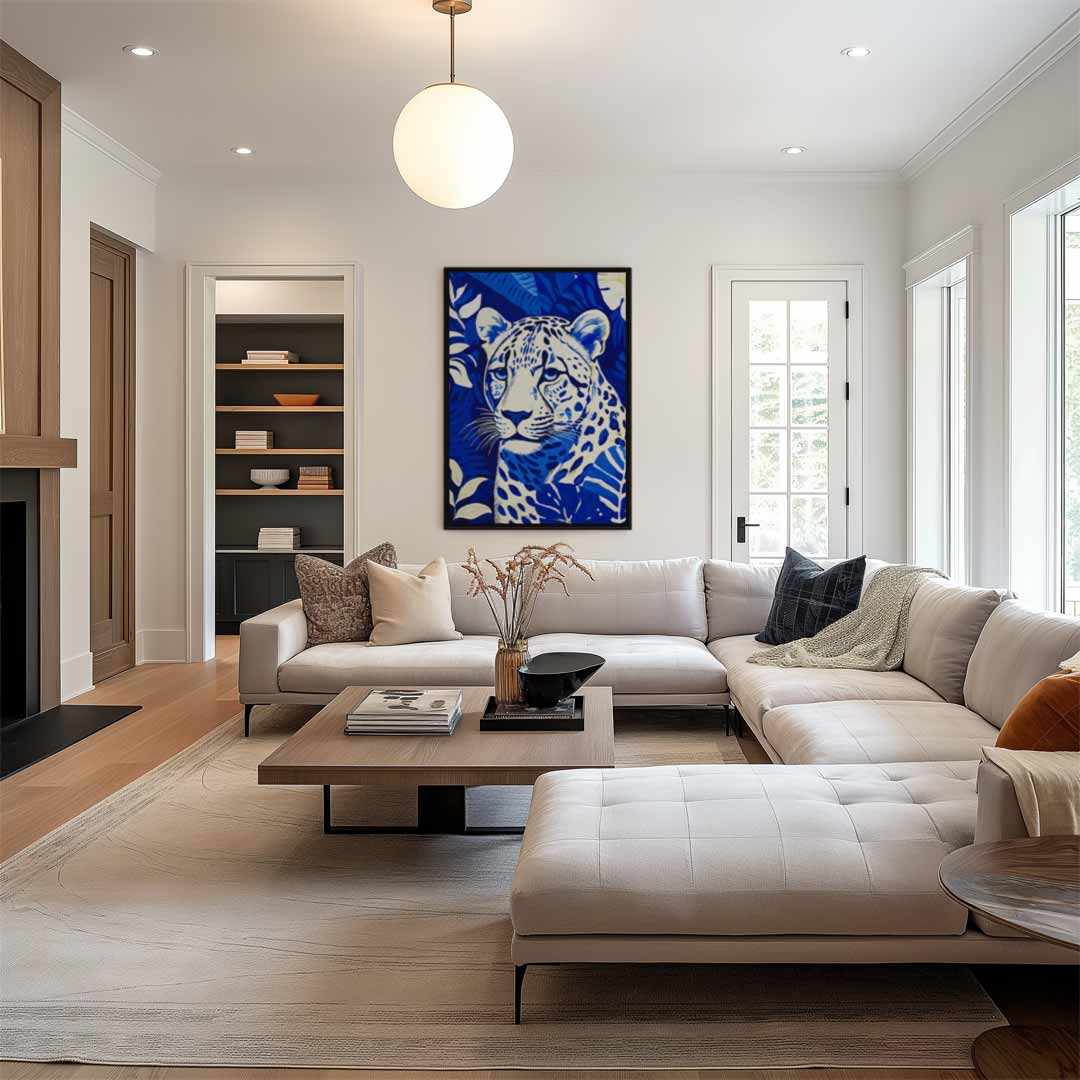 Opera d'arte Leopardo della giungla blu