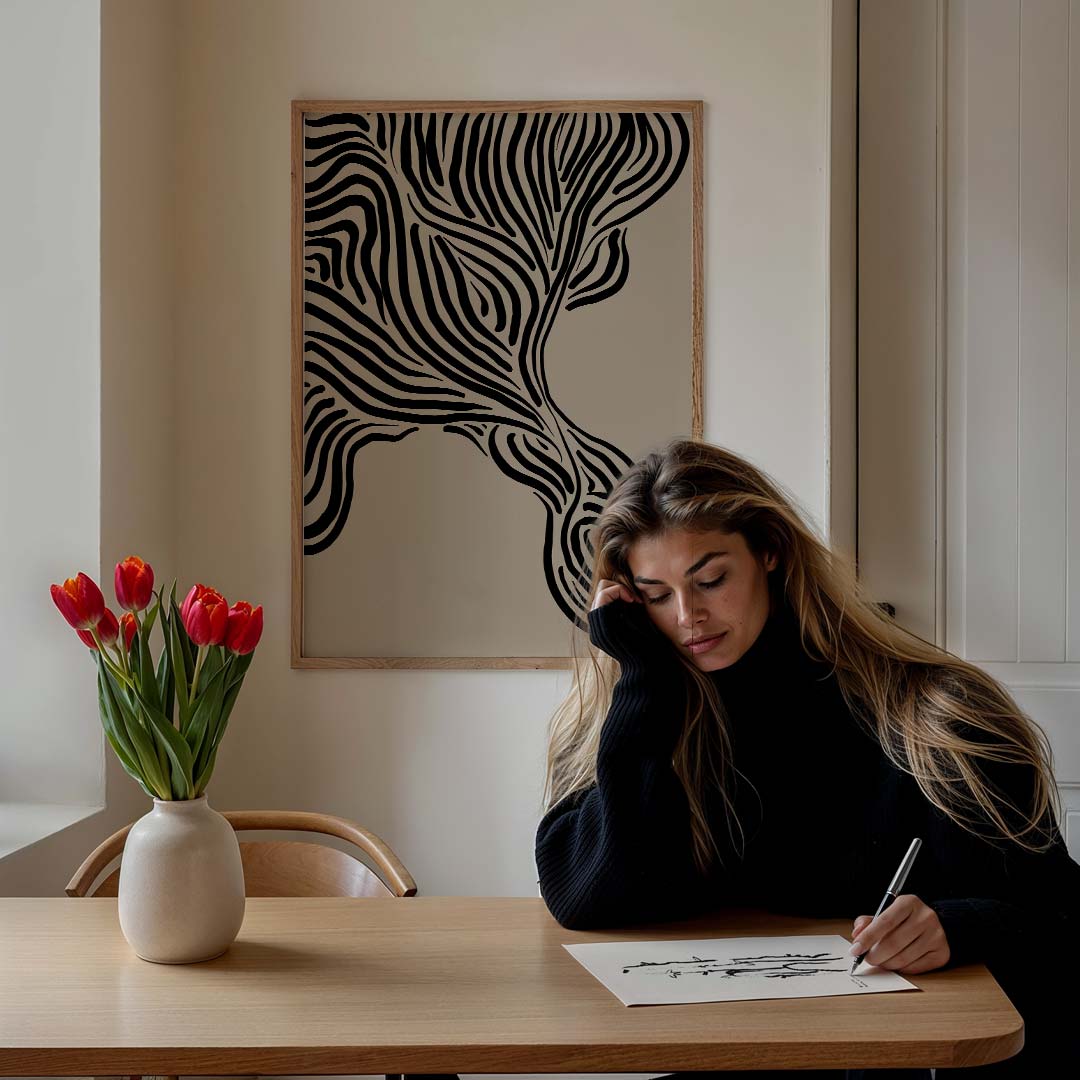 Zebra Strepen Abstracte – staande muurposter met abstracte vormen