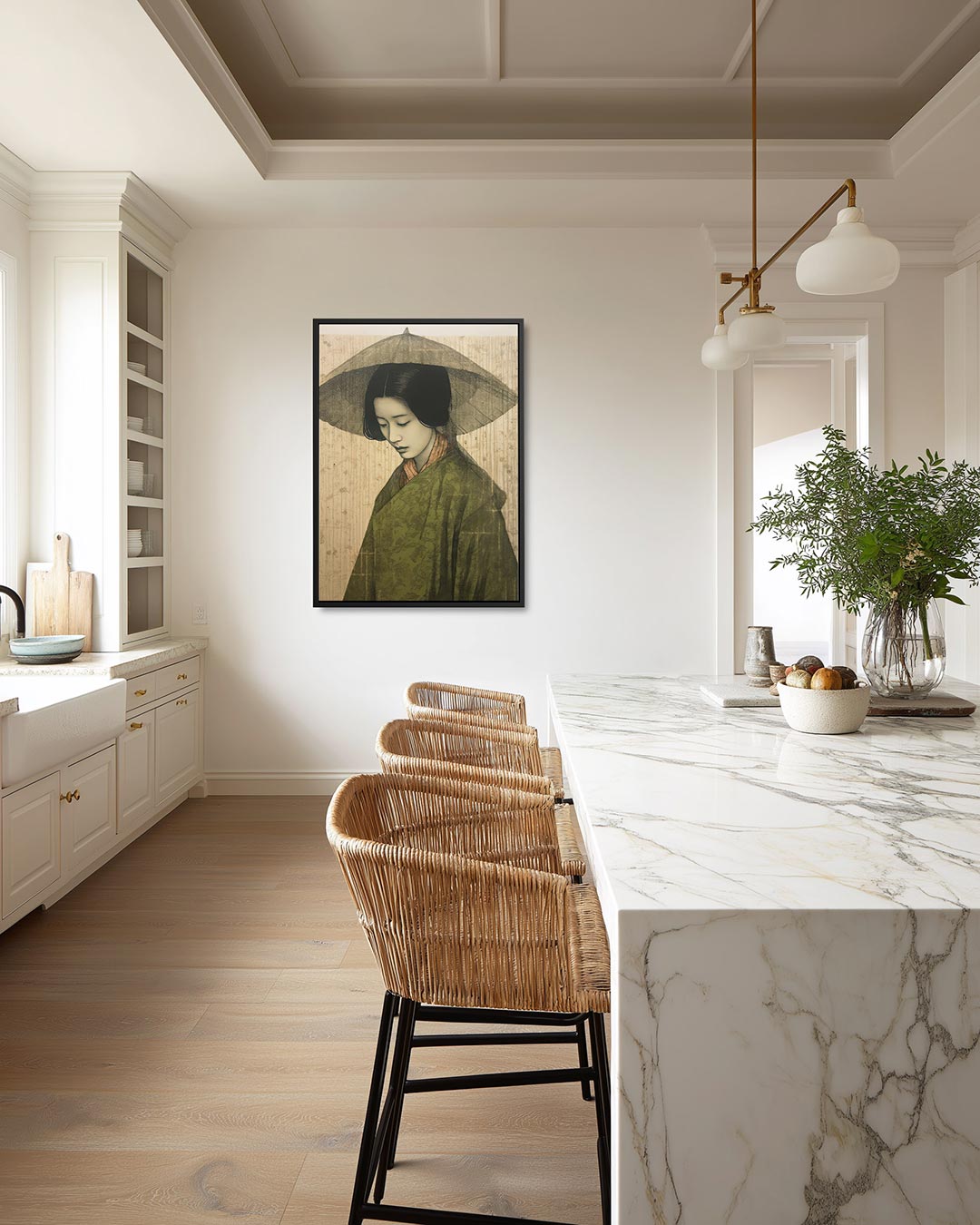 Serene vrouwfiguur – moderne staande wandkunst